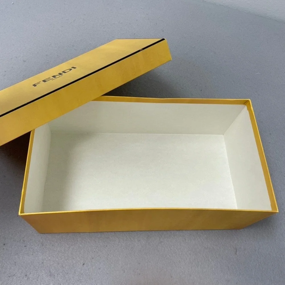 Fendi Shoe Box and Dust Bags Yellow Logo Authentic Storage Set 13.5x7.5x5